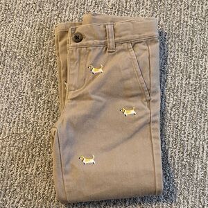 Janie & Jack Kids Tan Dog Embroidered Pants